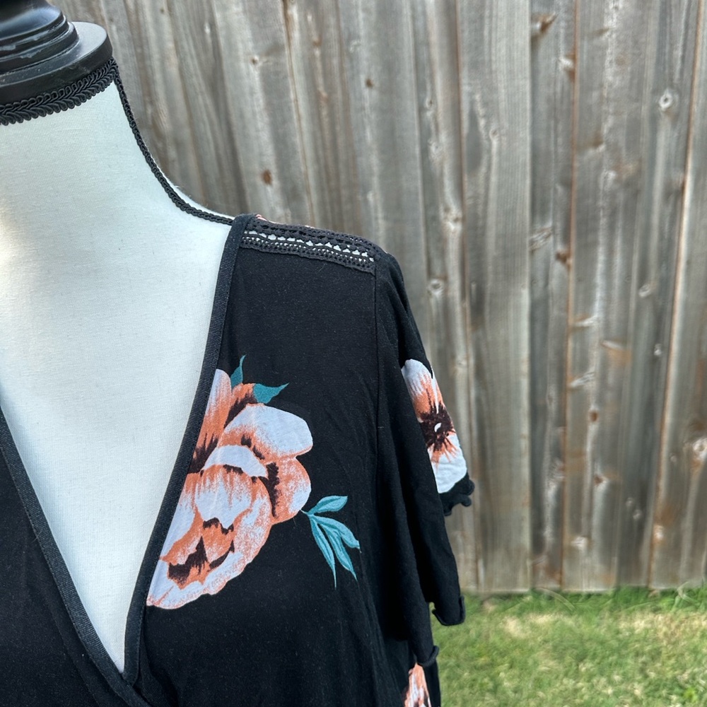 Loveappella Black and Pink Floral Maxi Dress EUC - Picture 6 of 10